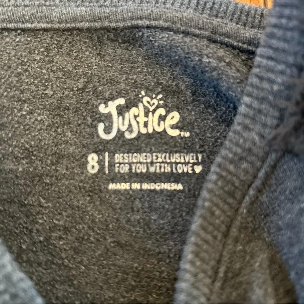 Lot of 2 Justice Sweatshirts Size 8 Gray Fuzzy Glitter S’mores Campfire Lattes